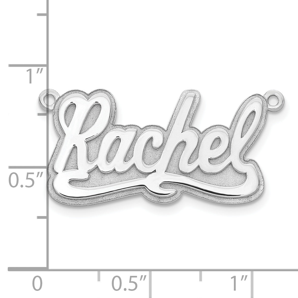 Sterling Silver Rhodium plated 3D Polished Name Plate