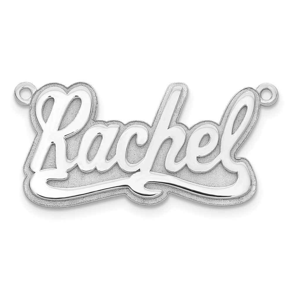 Sterling Silver Rhodium plated 3D Polished Name Plate
