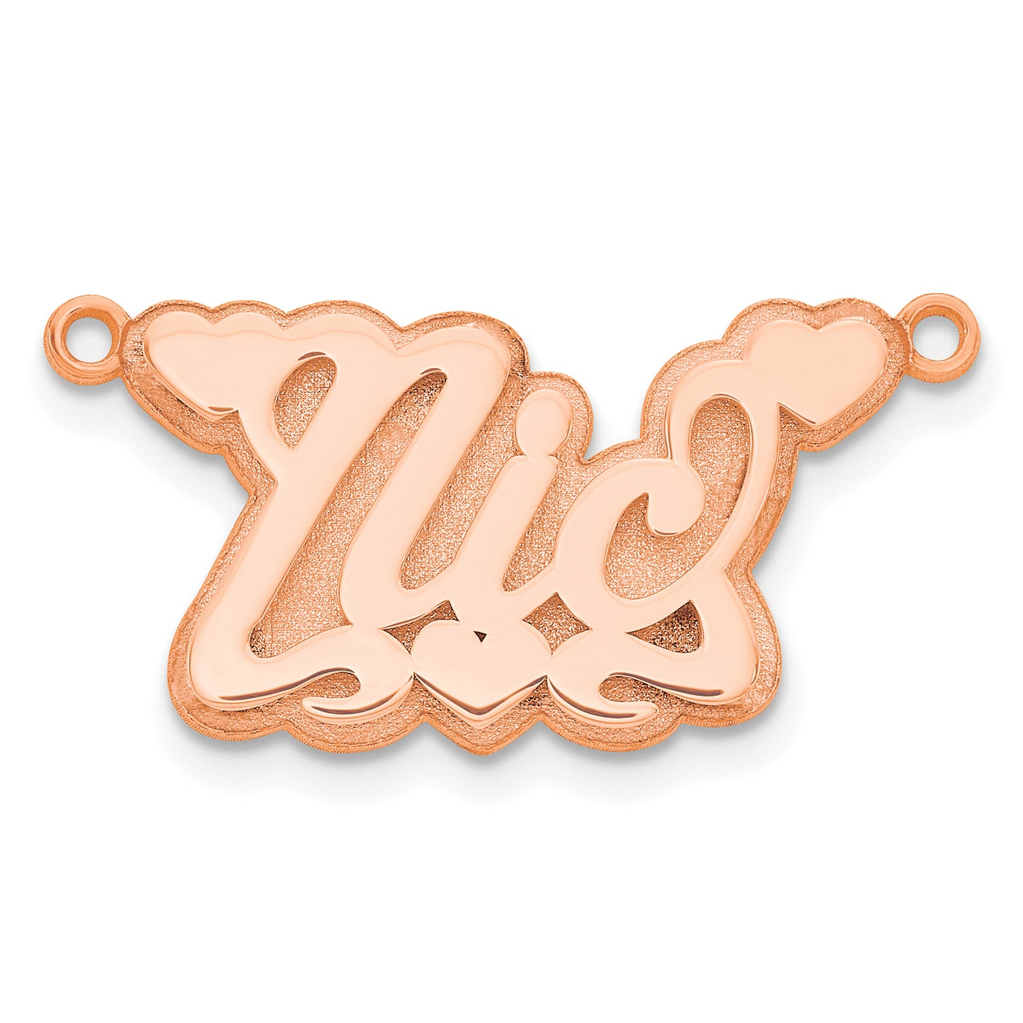 14K Rose Gold 3D Polished Hearts Name Plate