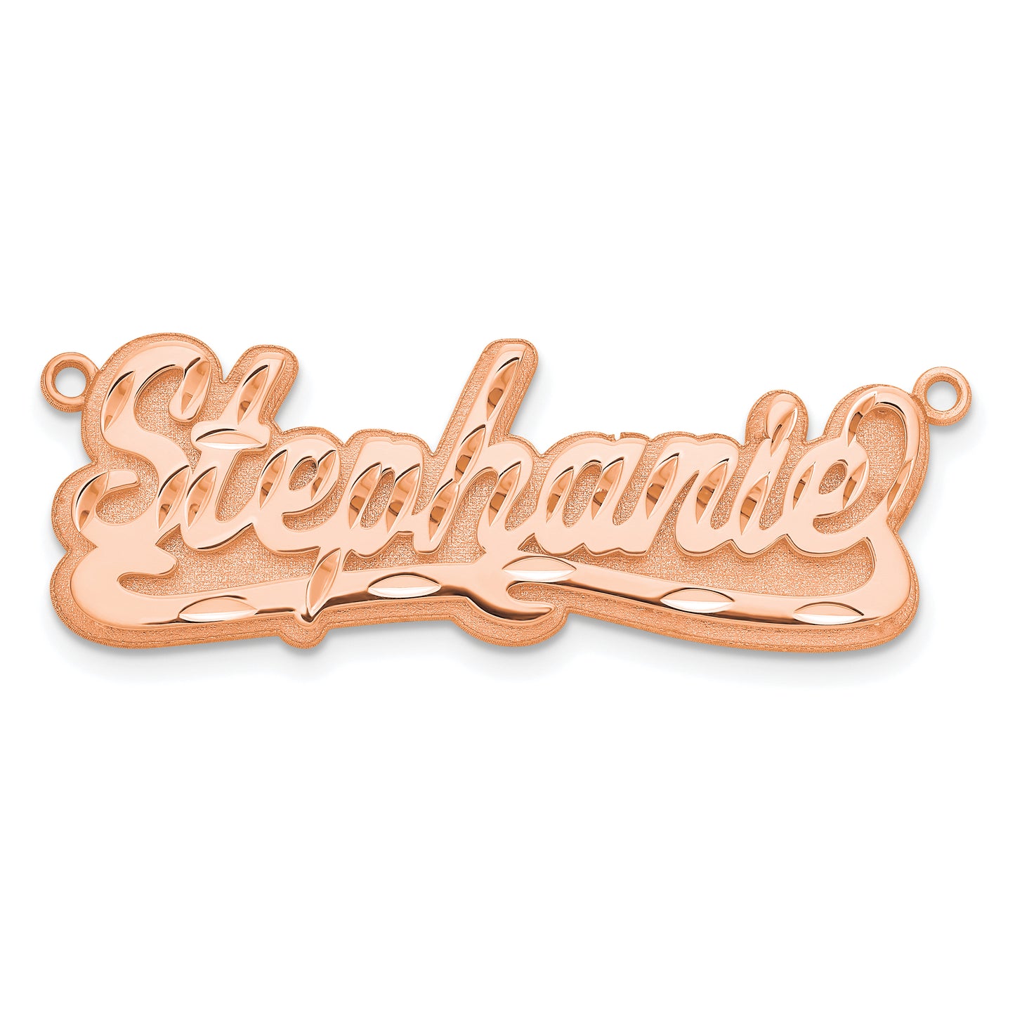 14K Rose Gold 3D Diamond-cut Name Plate