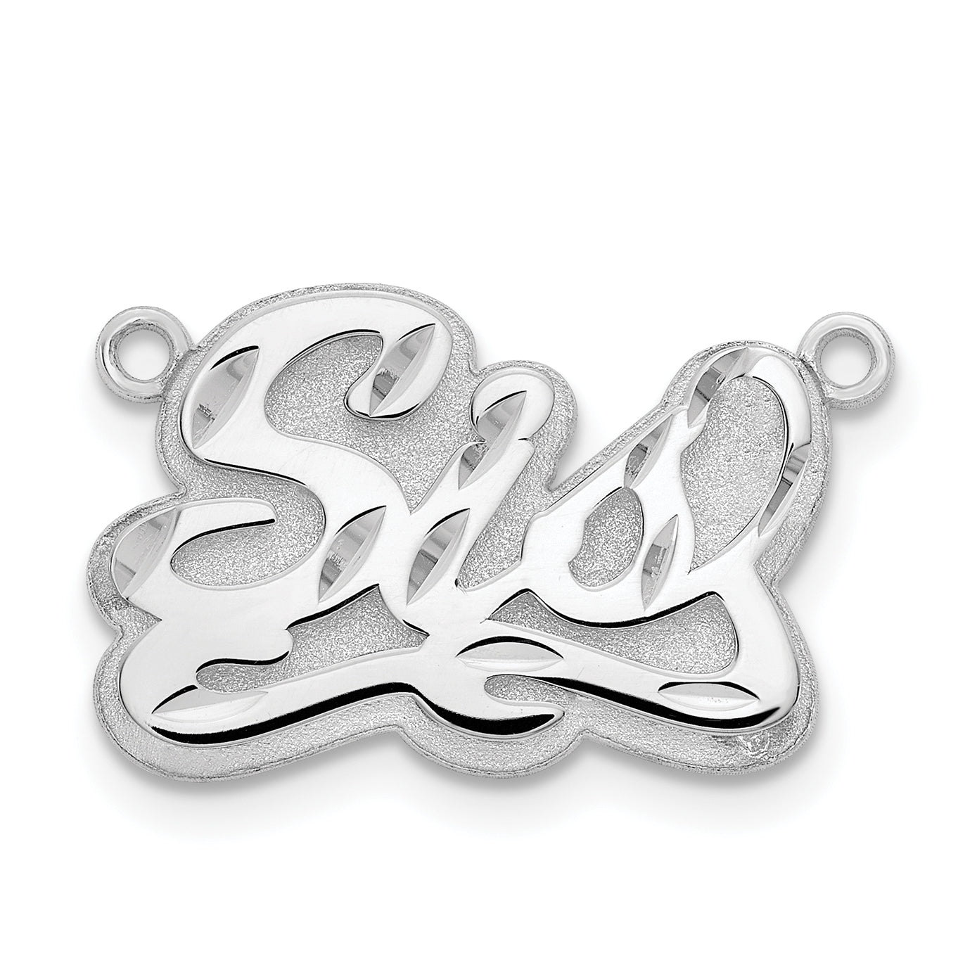 Sterling Silver Rhodium plated 3D Diamond-cut Name Plate