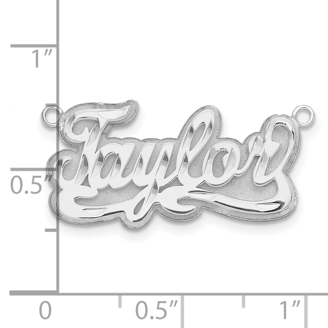 Sterling Silver Rhodium plated 3D Diamond-cut Name Plate