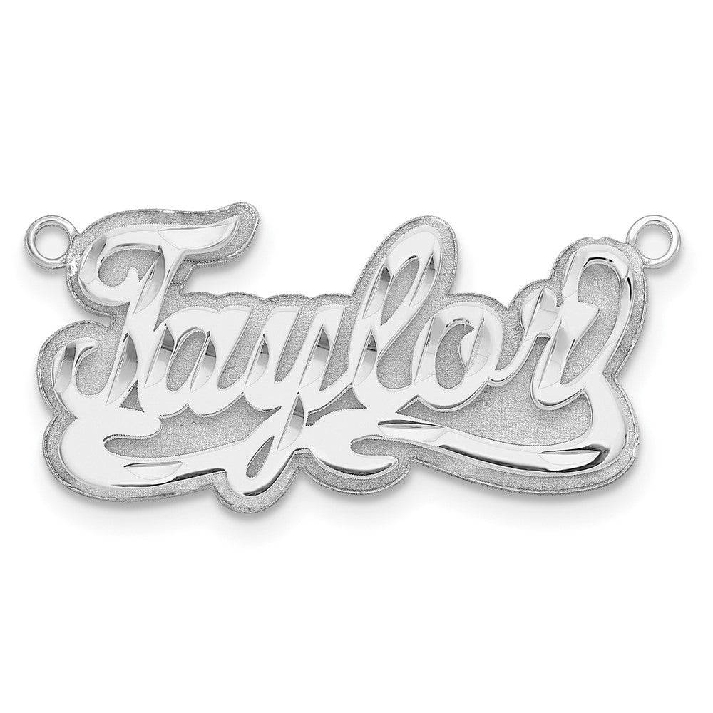 Sterling Silver Rhodium plated 3D Diamond-cut Name Plate