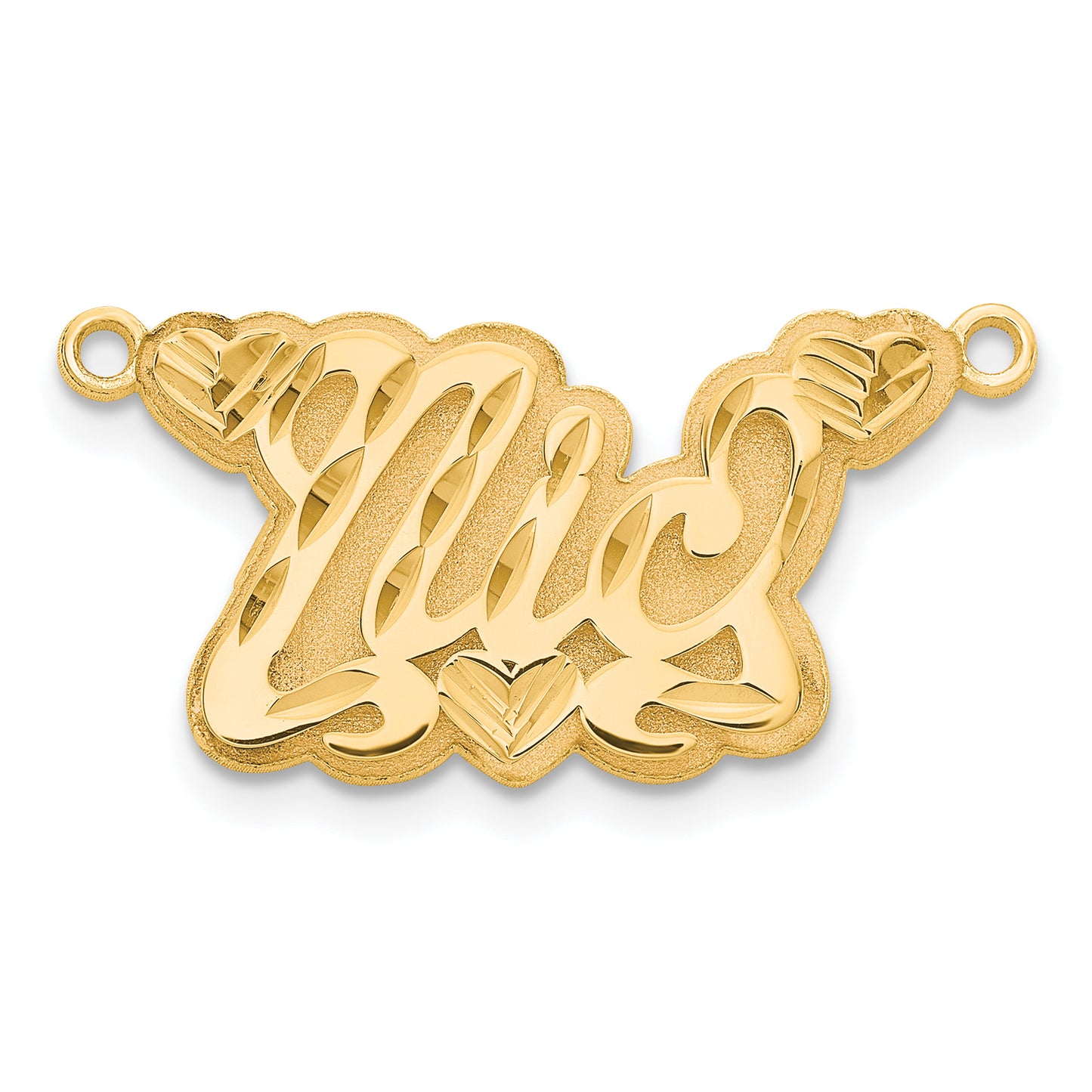 Sterling Silver Gold plated 3D Diamond-cut Hearts Name Plate