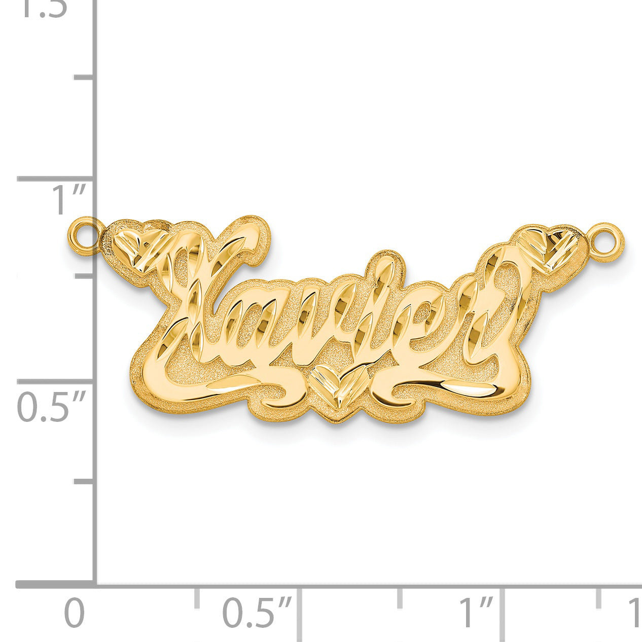 Sterling Silver Gold plated 3D Diamond-cut Hearts Name Plate