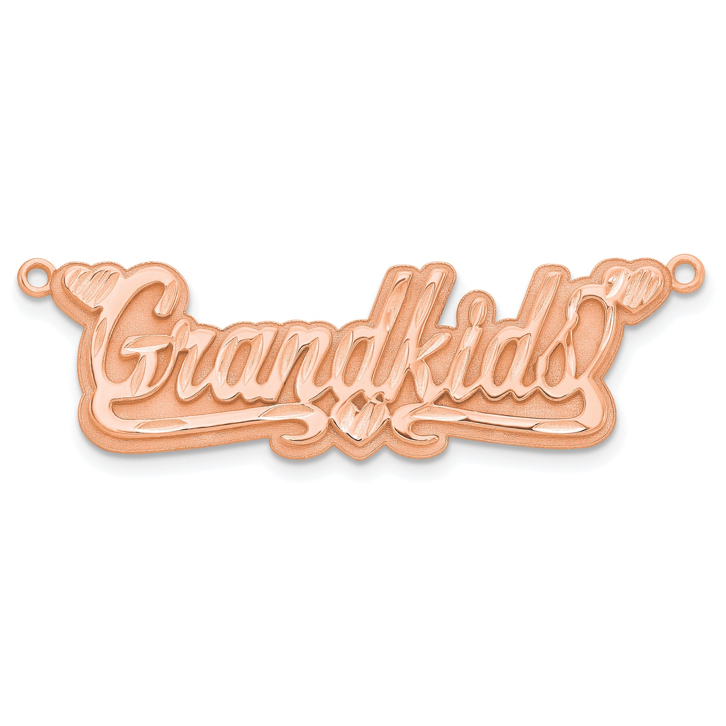 14K Rose Gold 3D Diamond-cut Hearts Name Plate