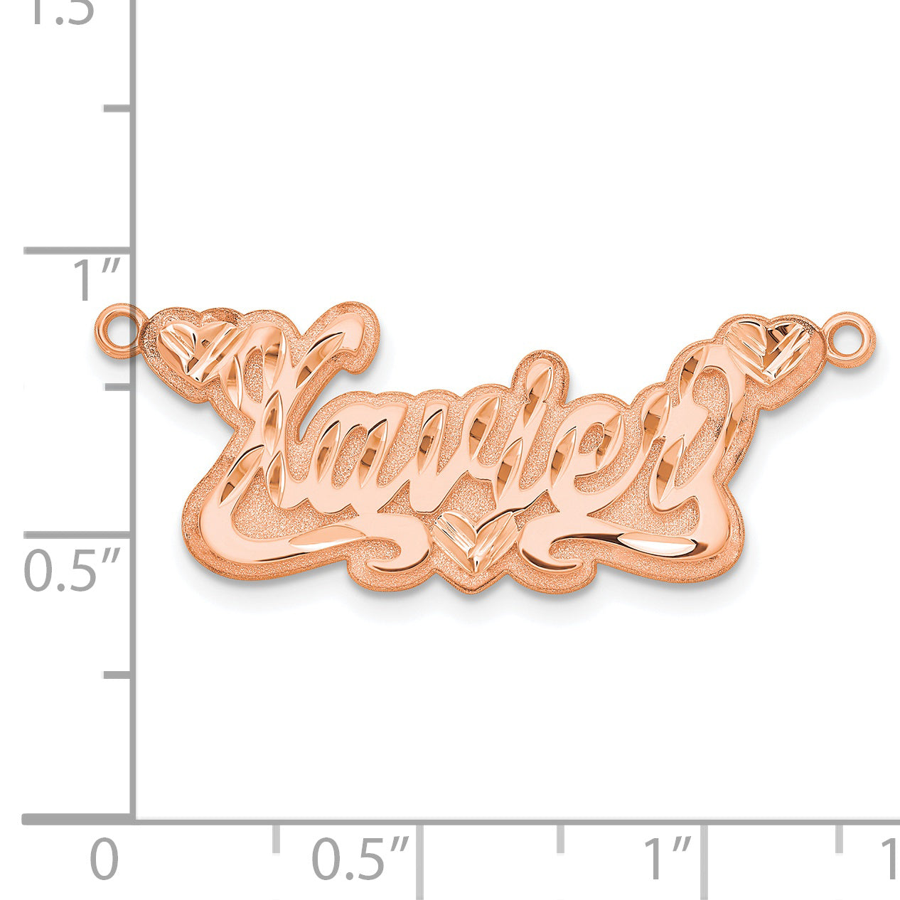14K Rose Gold 3D Diamond-cut Hearts Name Plate