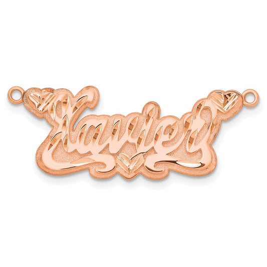 14K Rose Gold 3D Diamond-cut Hearts Name Plate