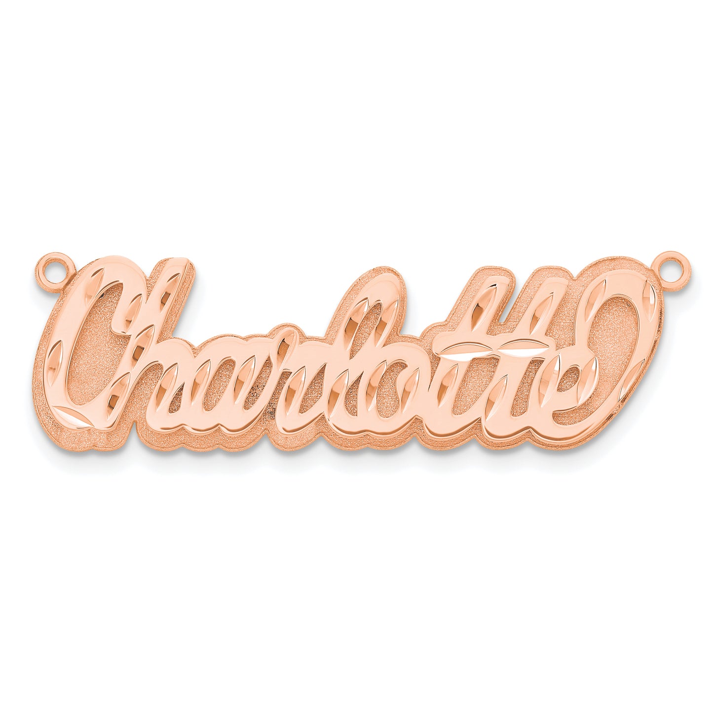 14K Rose Gold 3D Diamond-cut Name Plate