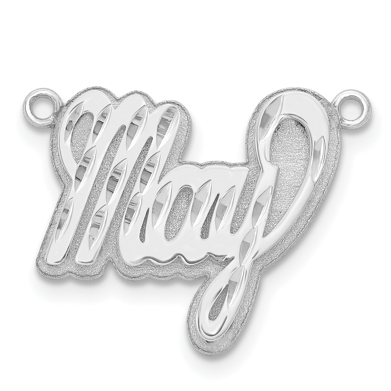 Sterling Silver Rhodium plated 3D Diamond-cut Name Plate