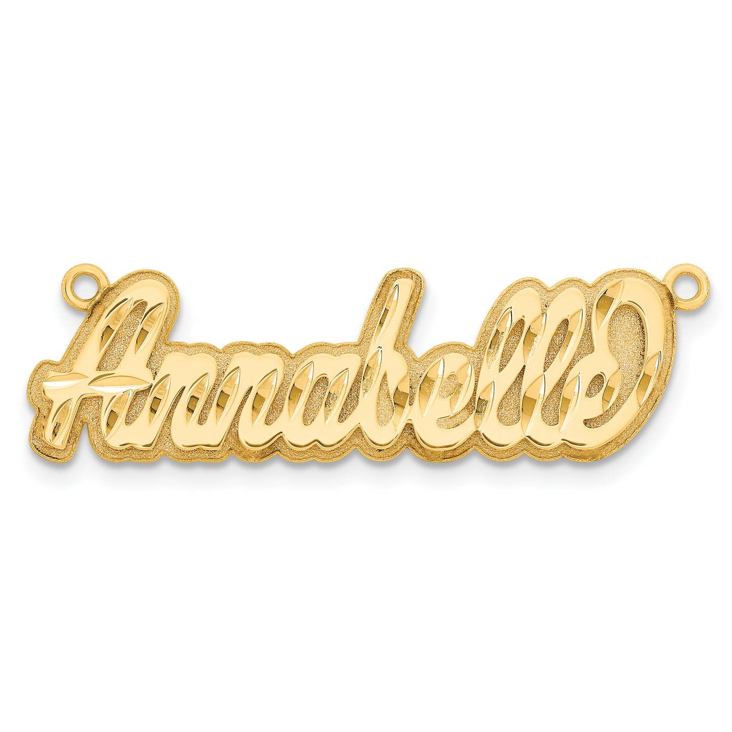 Sterling Silver Gold plated 3D Diamond-cut Name Plate