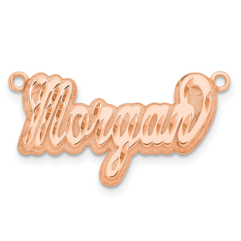 Sterling Silver Rose Gold Plated 3D Diamond Cut Name Plate