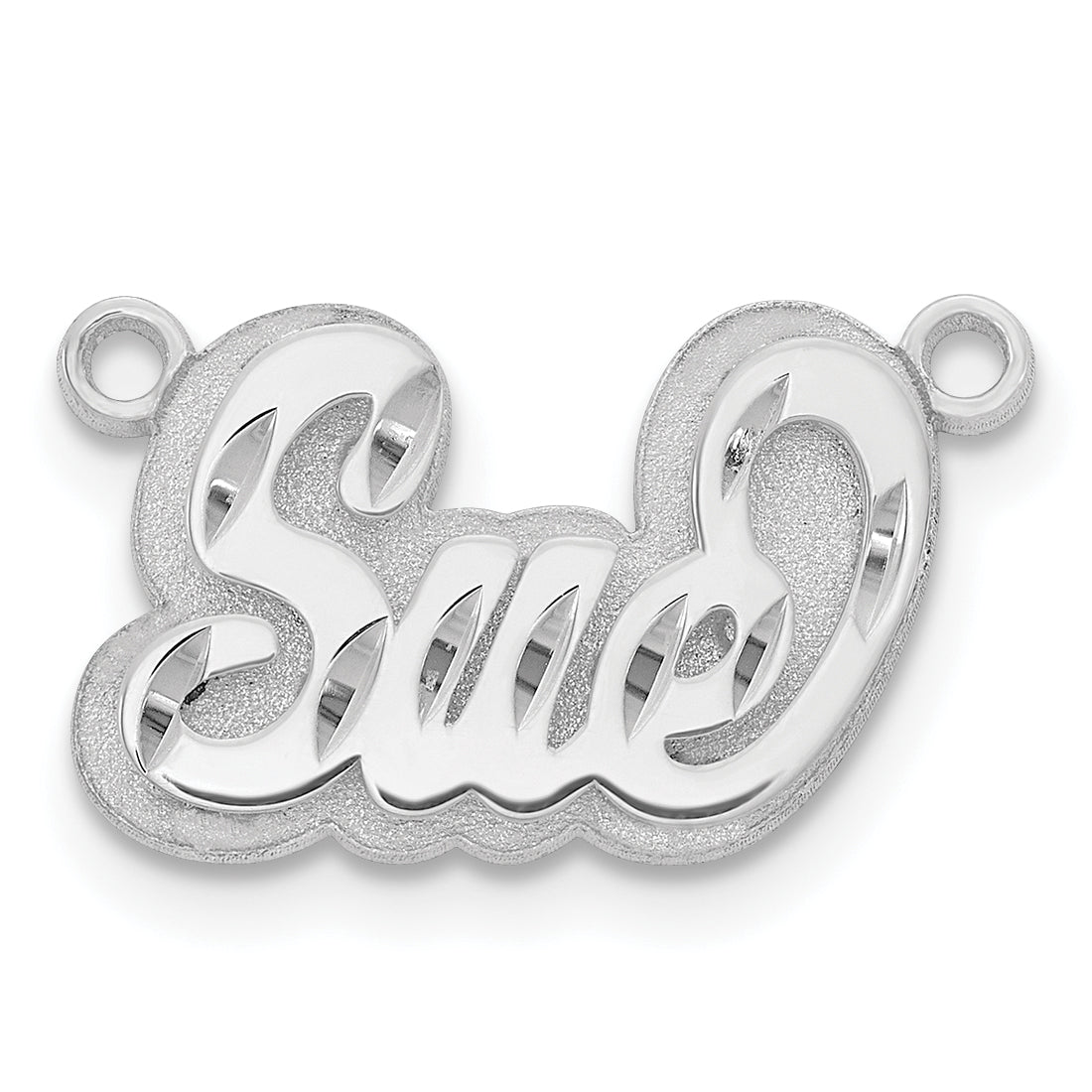 Sterling Silver Rhodium plated 3D Diamond-cut Name Plate