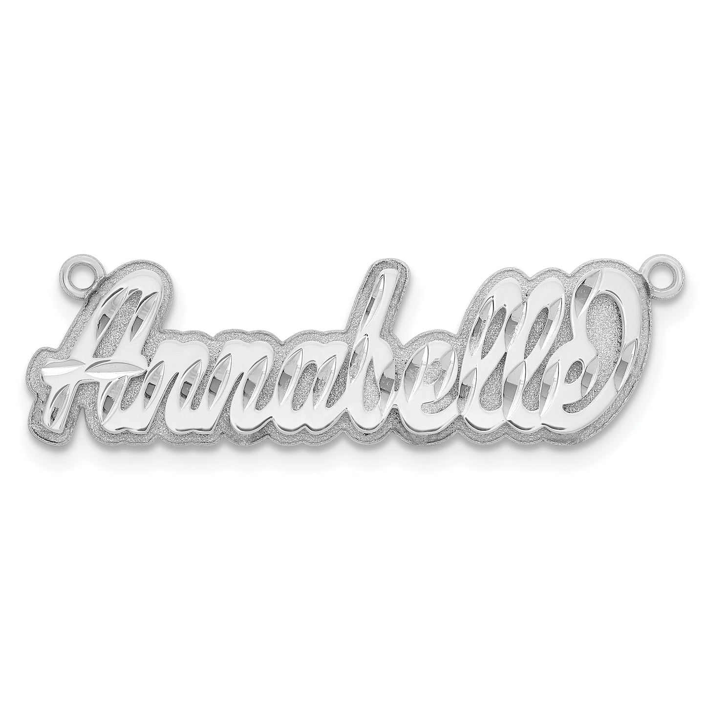 Sterling Silver Rhodium plated 3D Diamond-cut Name Plate