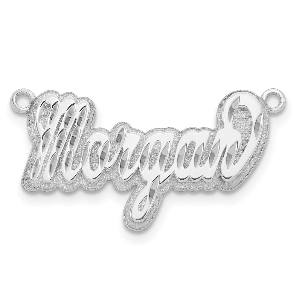 14K White Gold 3D Diamond-cut Name Plate