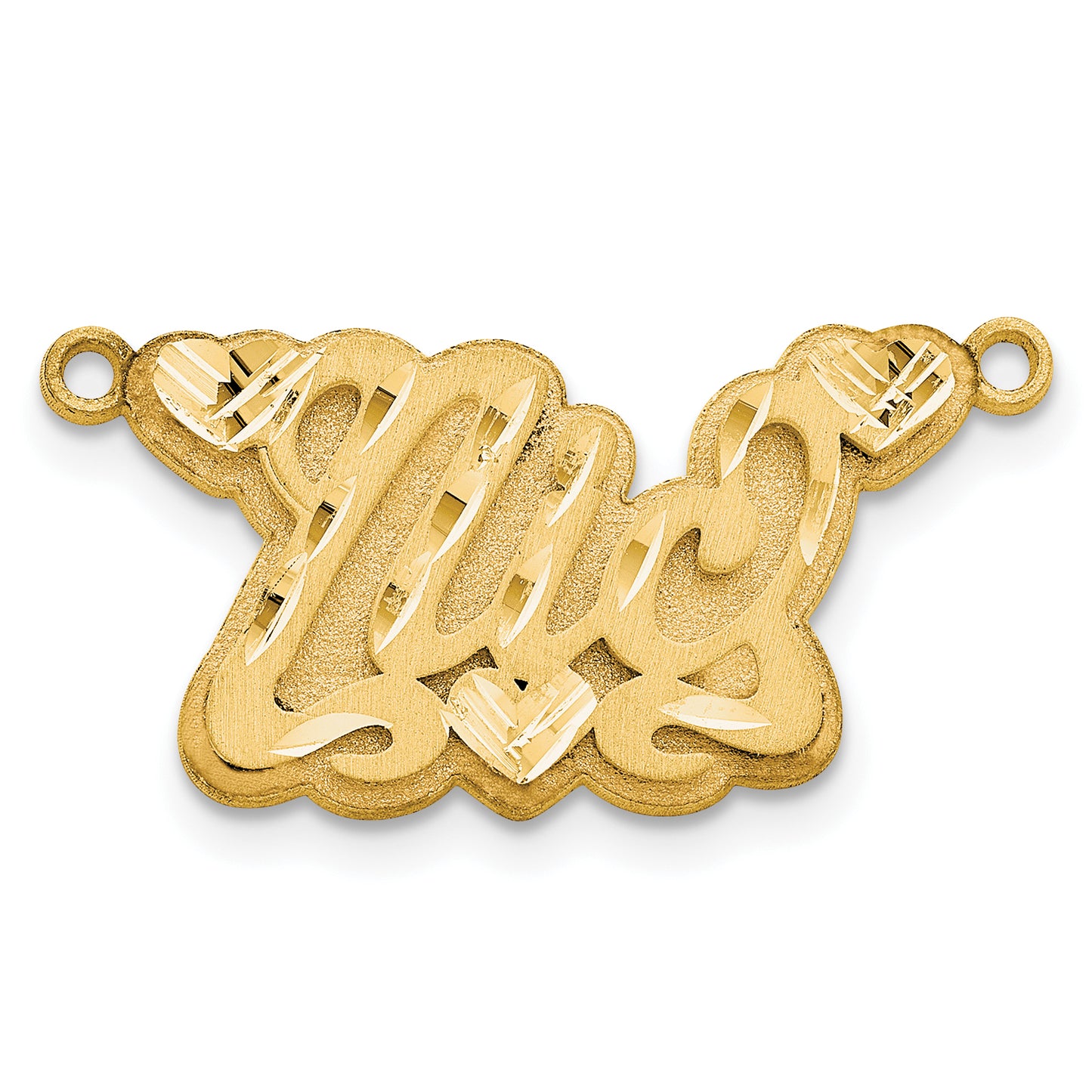 Sterling Silver Gold plated 3D Satin Diamond-cut Hearts Name Plate