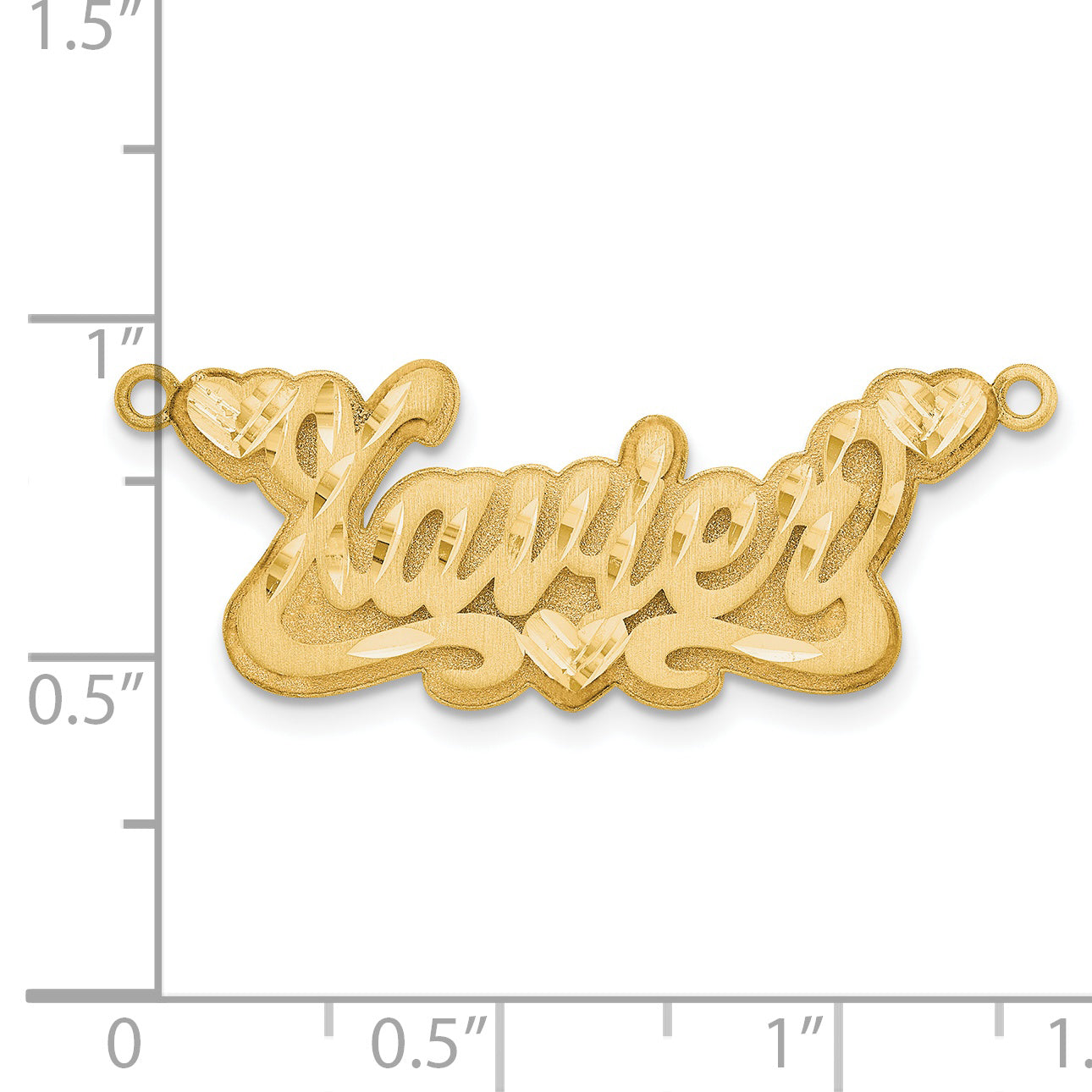 Sterling Silver Gold plated 3D Satin Diamond-cut Hearts Name Plate