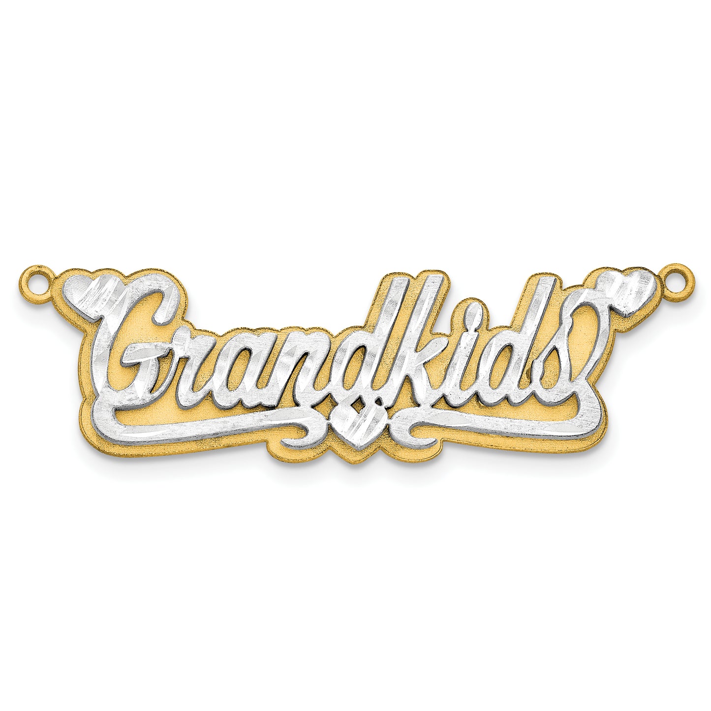 14K Rose Gold 3D Satin Diamond-cut Hearts name Plate
