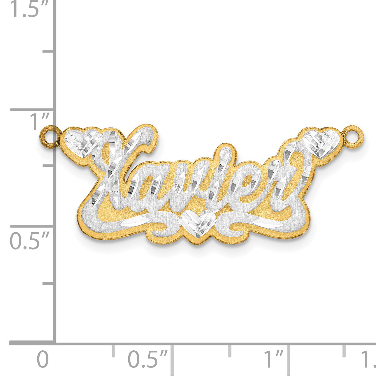 14K Rose Gold 3D Satin Diamond-cut Hearts name Plate