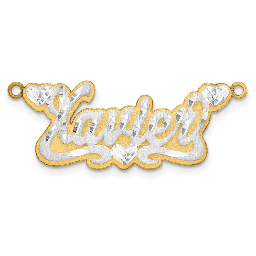 14K Rose Gold 3D Satin Diamond-cut Hearts name Plate