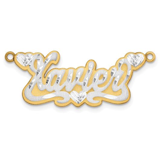 14K Rose Gold 3D Satin Diamond-cut Hearts name Plate