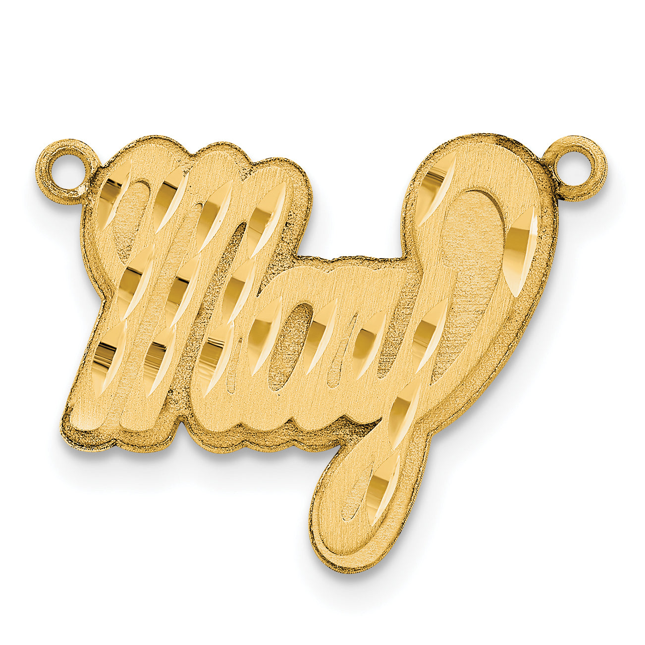 Sterling Silver Gold plated 3D Satin Diamond-cut Name Plate