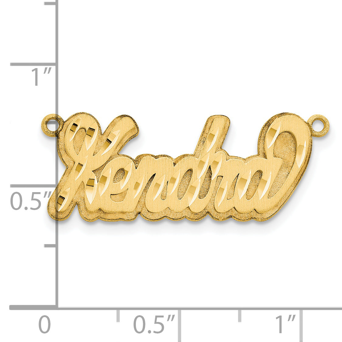 Sterling Silver Gold plated 3D Satin Diamond-cut Name Plate
