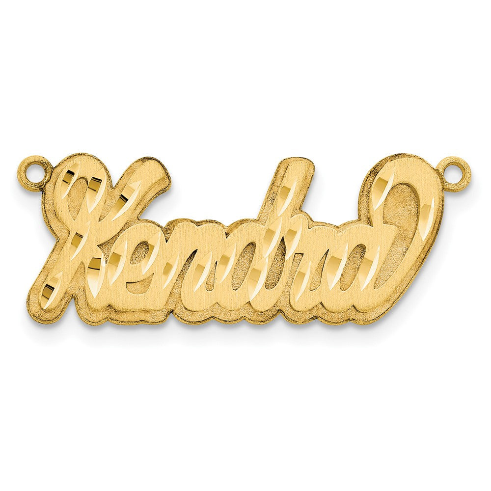 Sterling Silver Gold plated 3D Satin Diamond-cut Name Plate