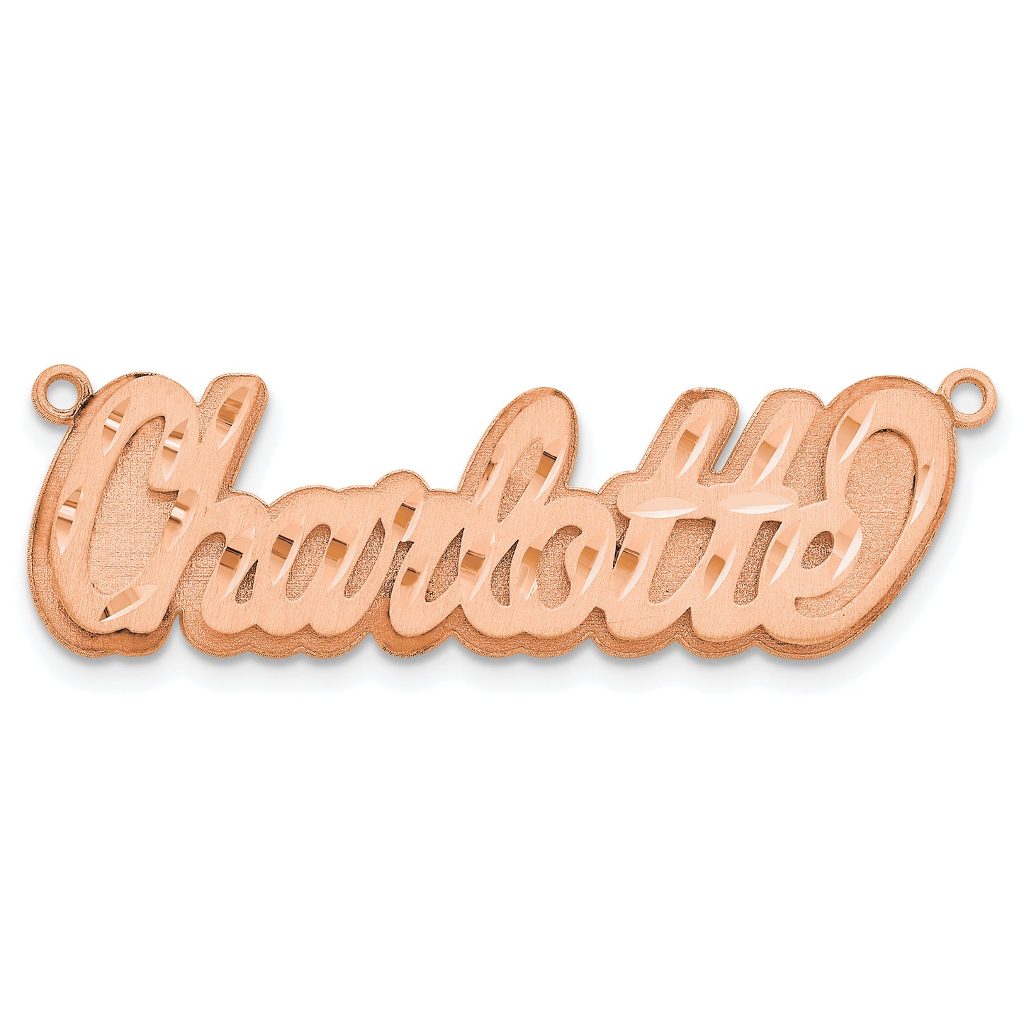 14K Rose Gold 3D Satin Diamond-cut Name Plate