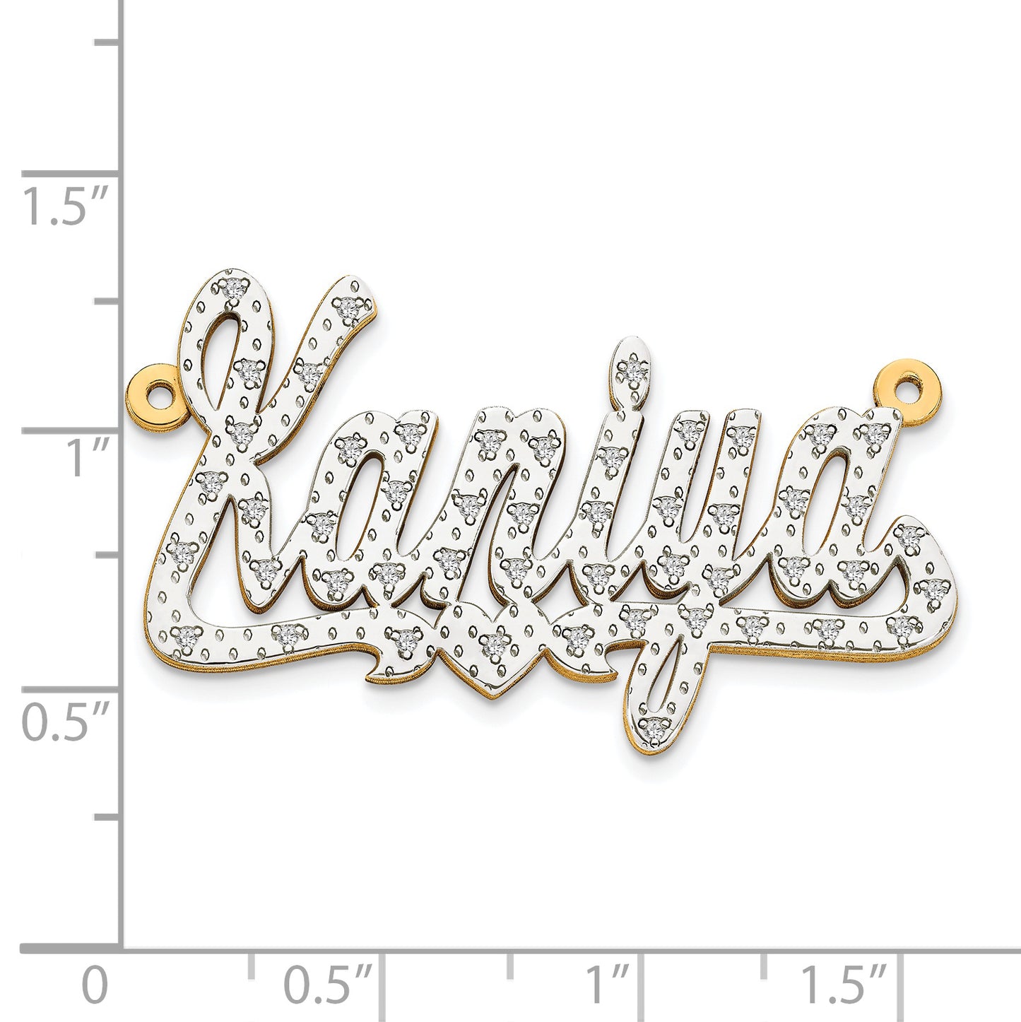 14K White Gold 3-D Diamond Name Plate