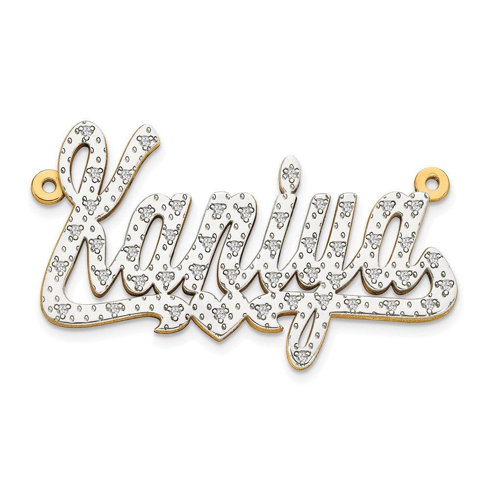 14K White Gold 3-D Diamond Name Plate