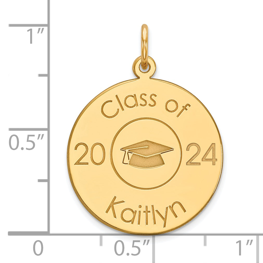 Sterling Silver Gold Plated Personalized Graduation Charm