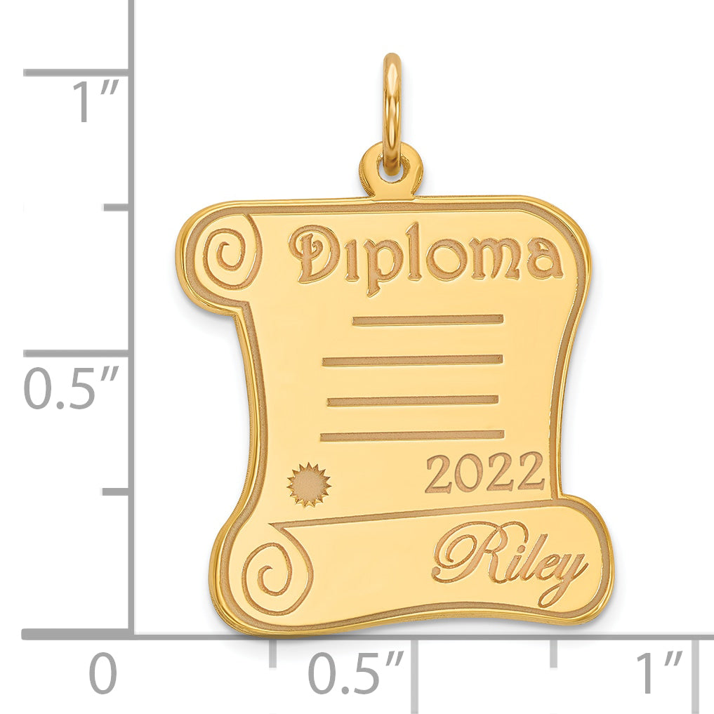 Sterling Silver Gold Plated Personalized DIPLOMA Charm