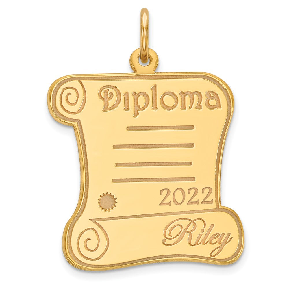 Sterling Silver Gold Plated Personalized DIPLOMA Charm