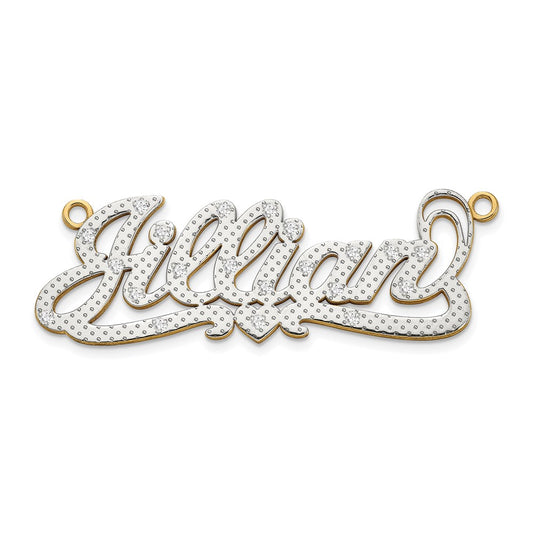 14K White Gold 3-Dimensional Diamond Name Plate Pendant