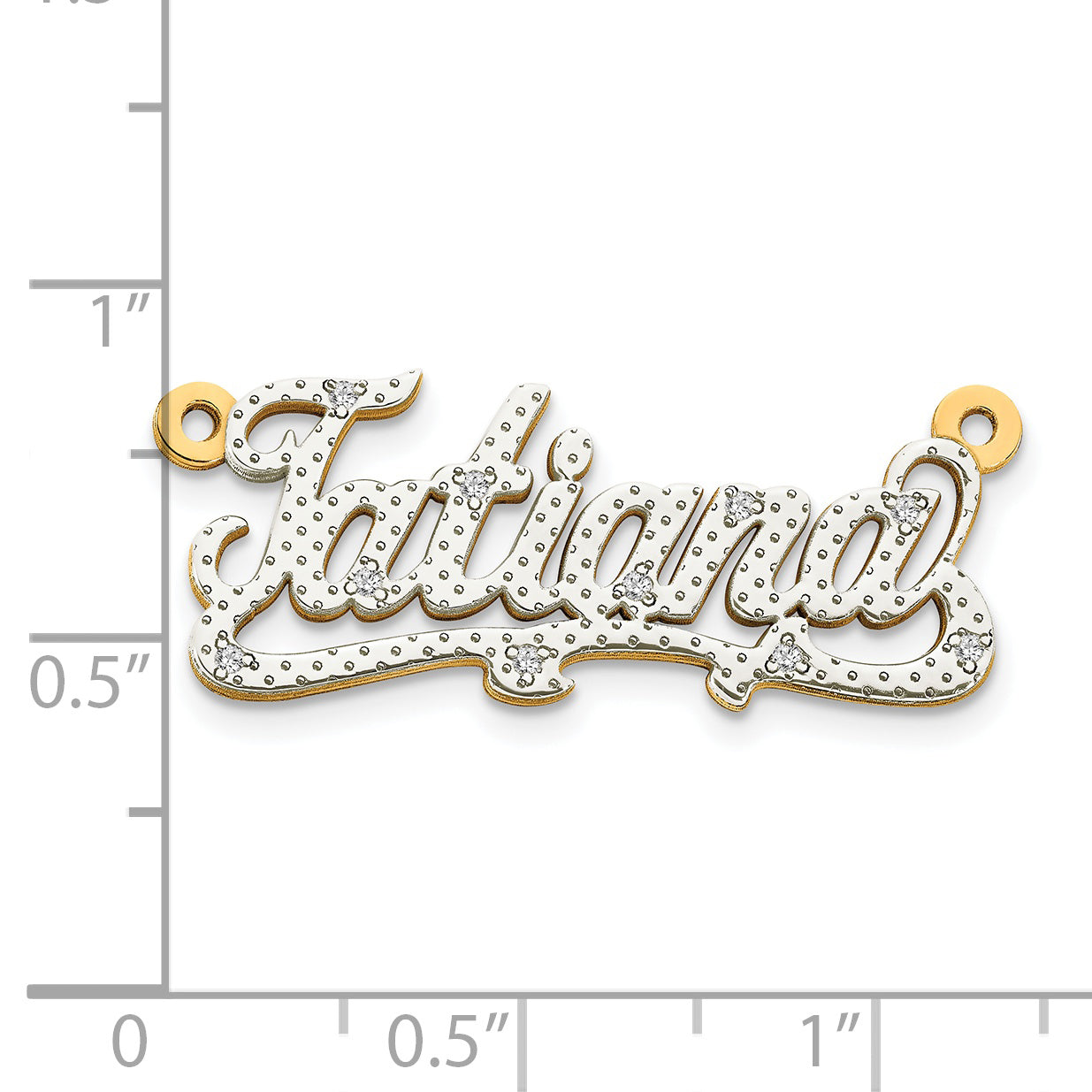 14K White Gold 3-D Diamond Name Plate