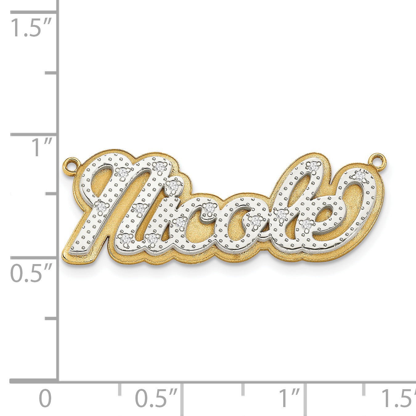 10k White Gold 3-Dimensional Diamond Name Plate Pendant