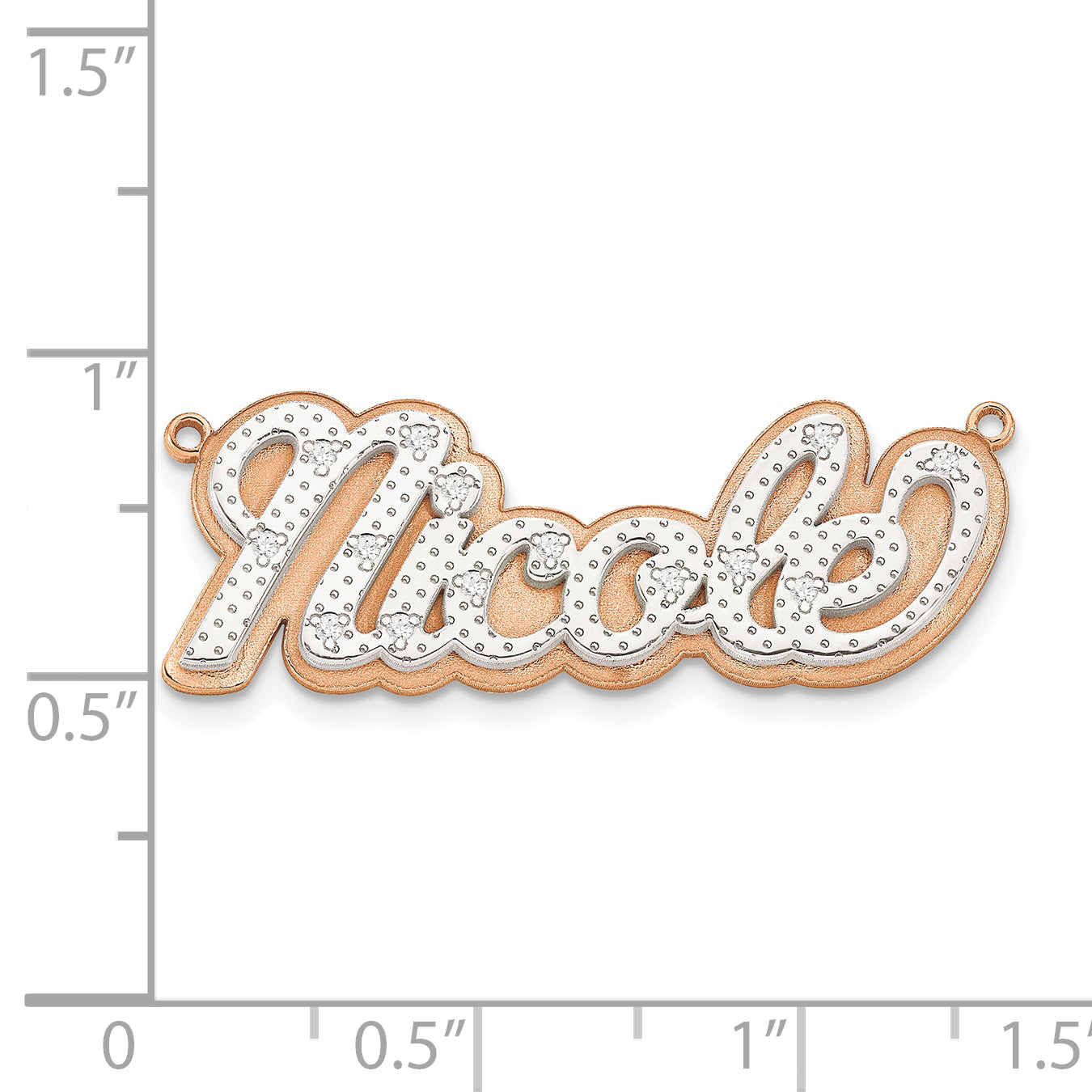 14k Rose Gold 3-Dimensional Diamond Name Plate Pendant