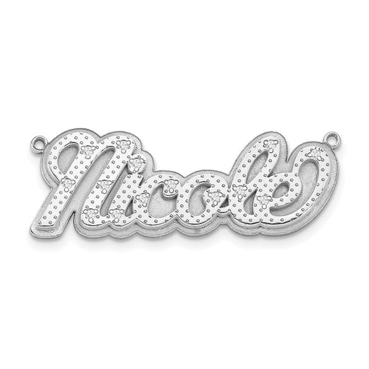 14K White Gold 3-Dimensional Diamond Name Plate Pendant