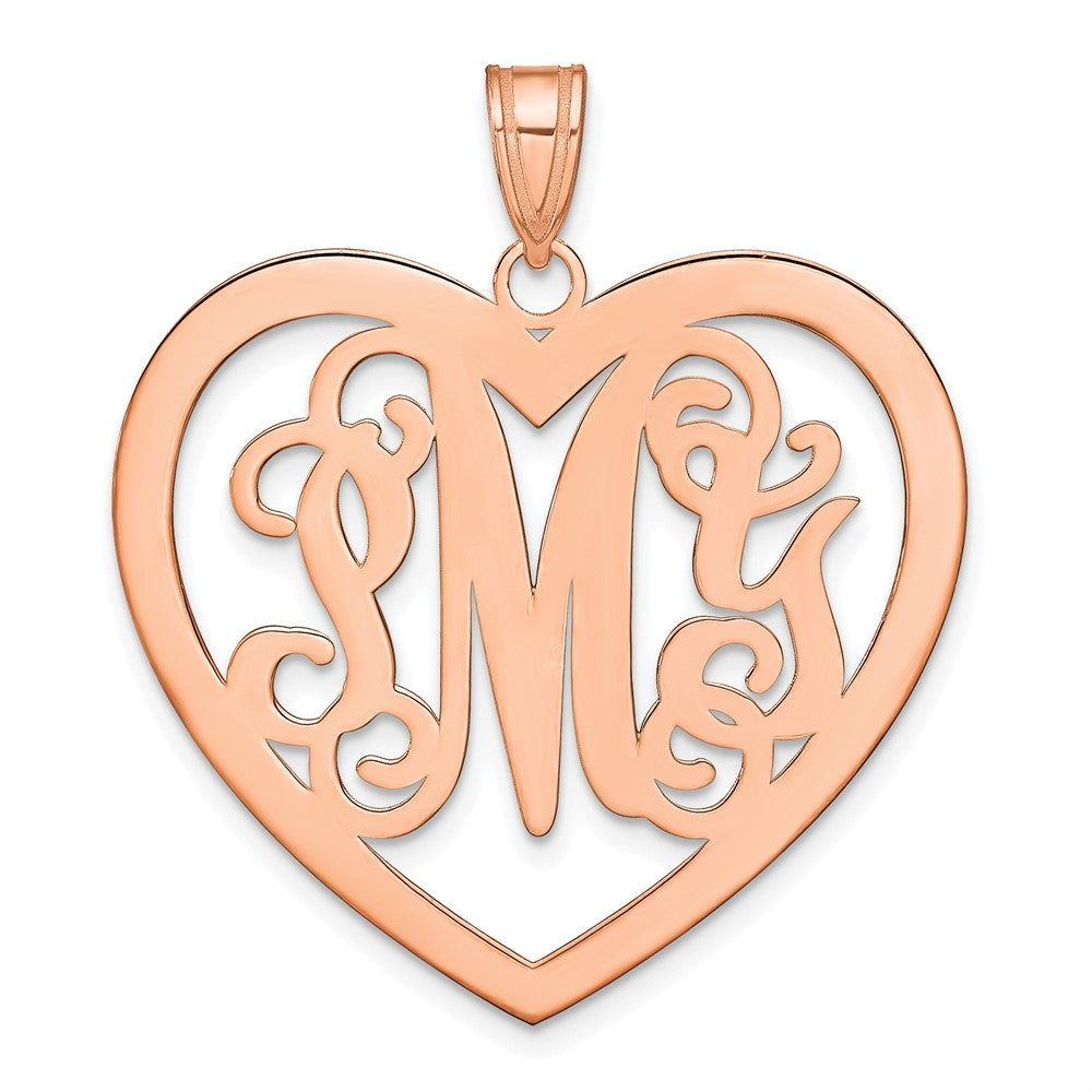Sterling Silver Rose Gold plated Large Monogram Heart Pendant