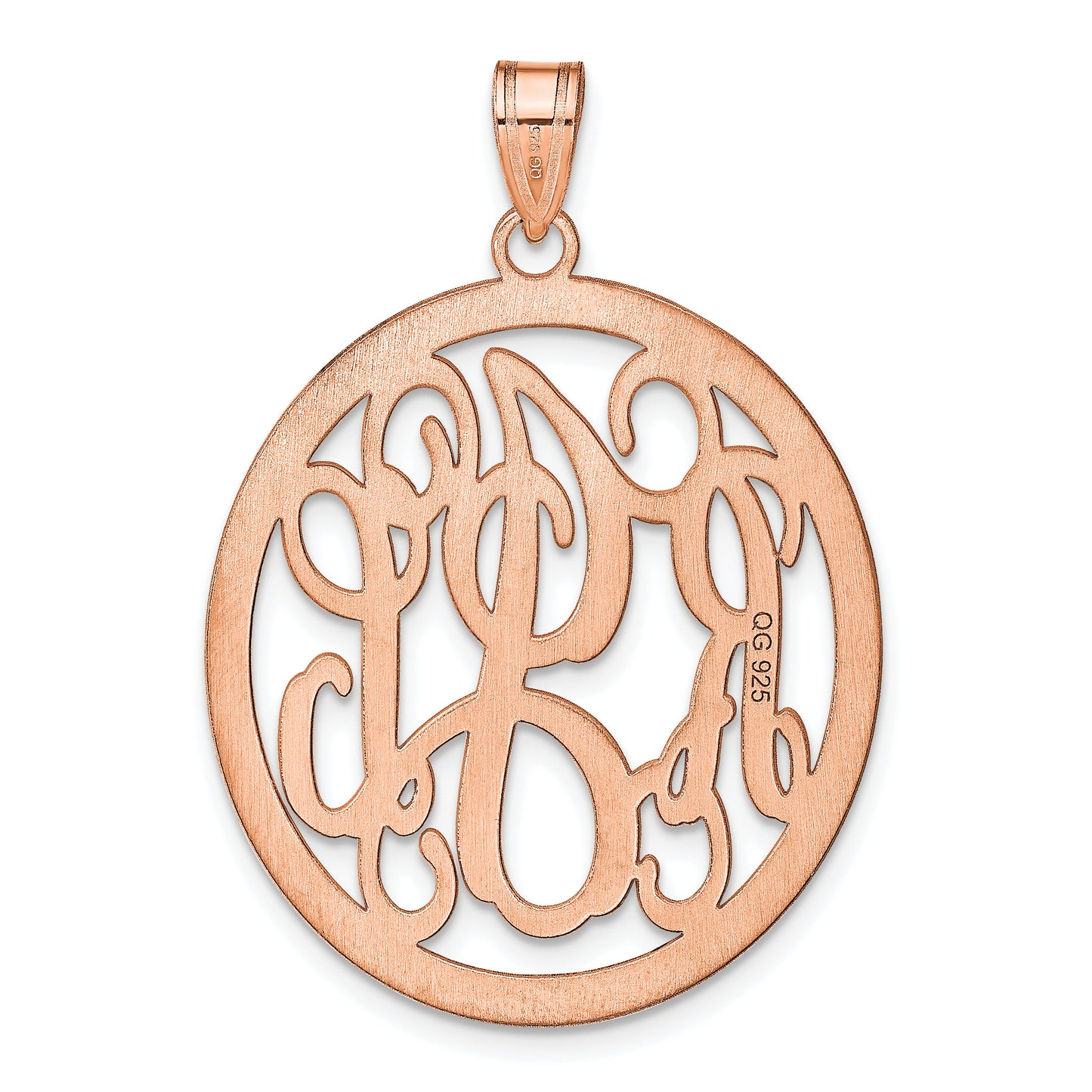 Sterling Silver Rose Gold plated Polished Circle Monogram Pendant
