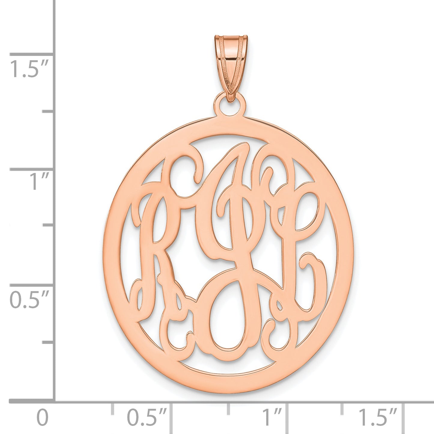 14K Rose Gold Polished Circle Monogram Pendant