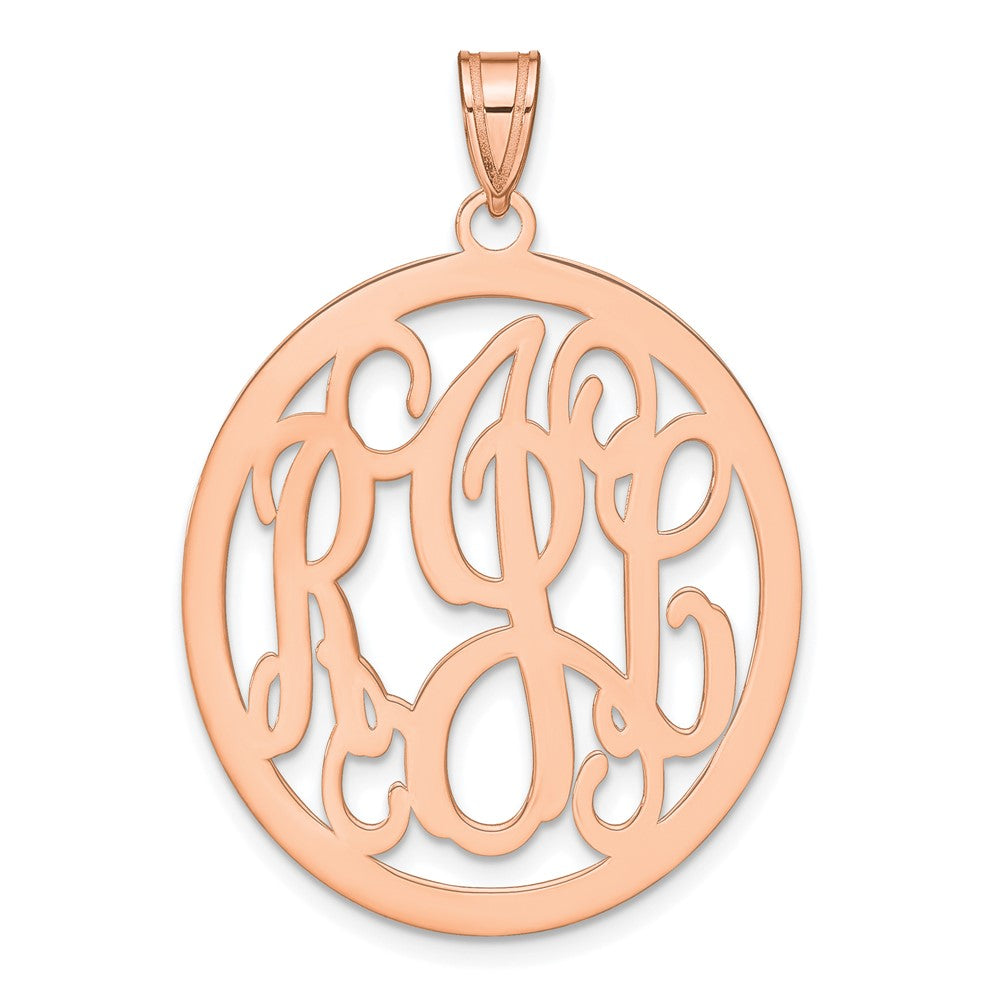 Sterling Silver Rose Gold plated Polished Circle Monogram Pendant
