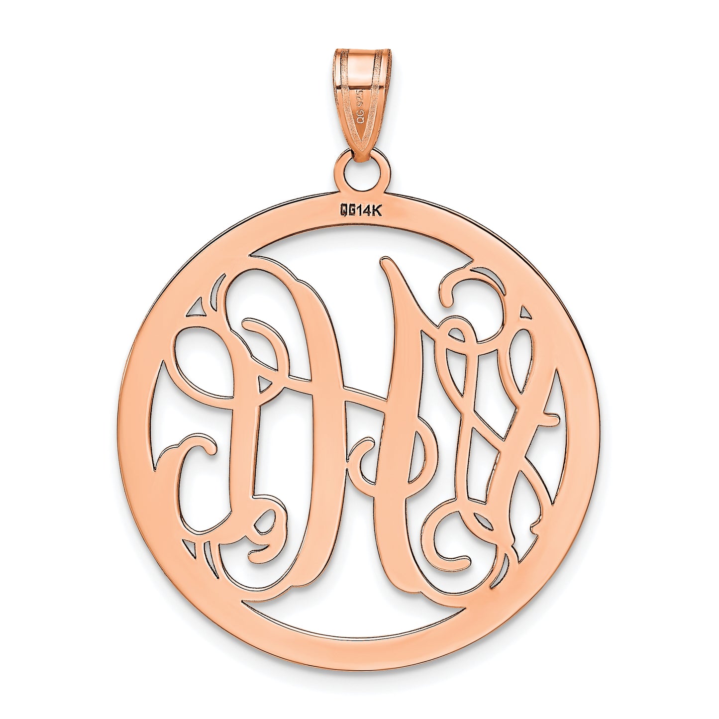 Sterling Silver Rose Gold plated Polished Circle Monogram Pendant
