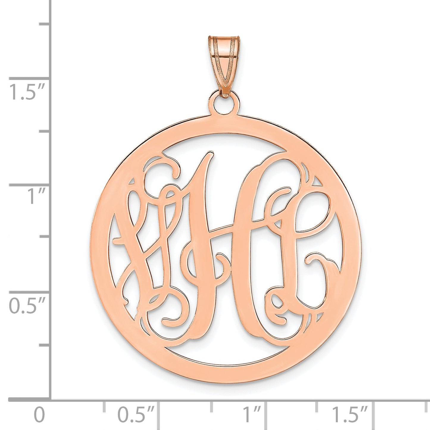 Sterling Silver Rose Gold plated Polished Circle Monogram Pendant