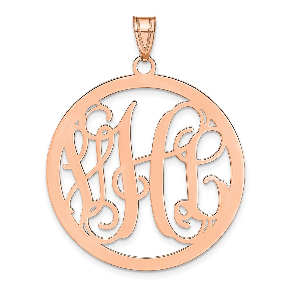 Sterling Silver Rose Gold plated Polished Circle Monogram Pendant