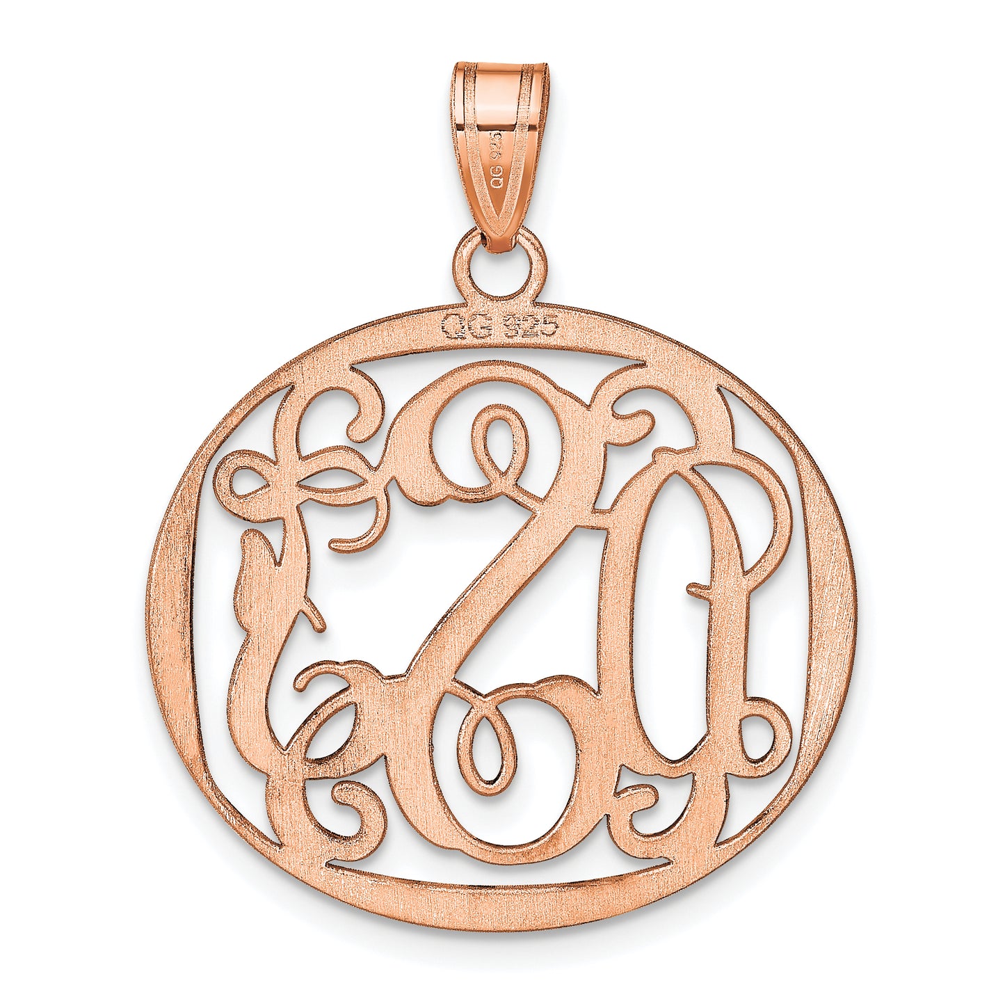 Sterling Silver Rose Gold plated Polished Large Circle Monogram Pendant