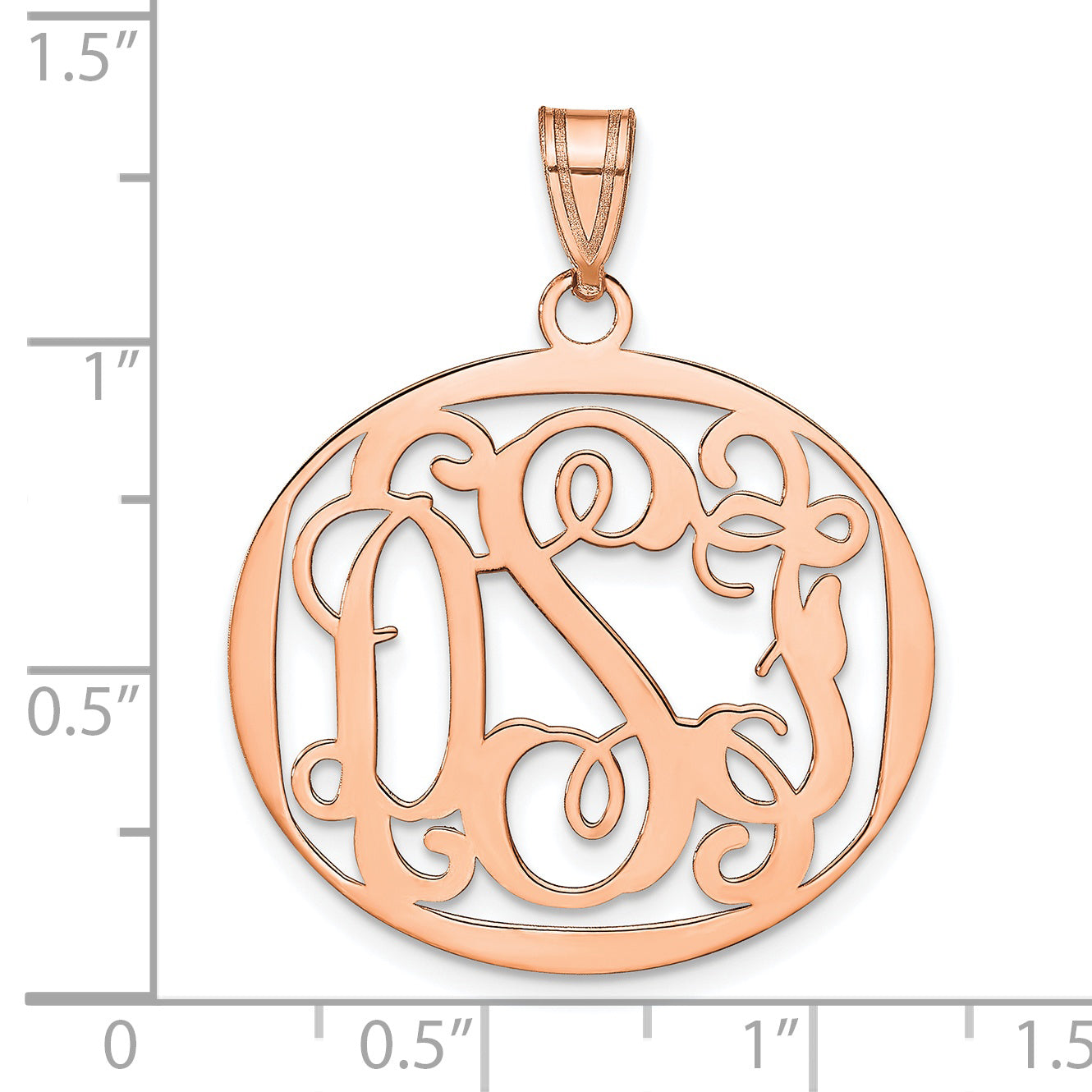 Sterling Silver Rose Gold plated Polished Large Circle Monogram Pendant