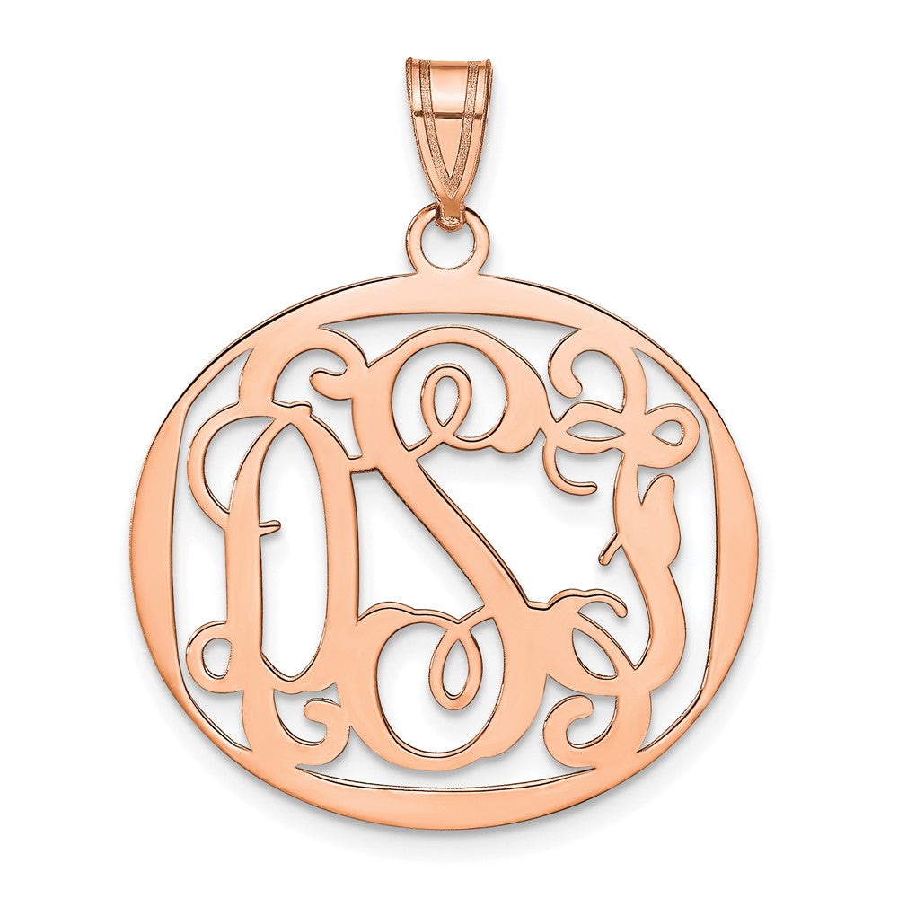Sterling Silver Rose Gold plated Polished Large Circle Monogram Pendant