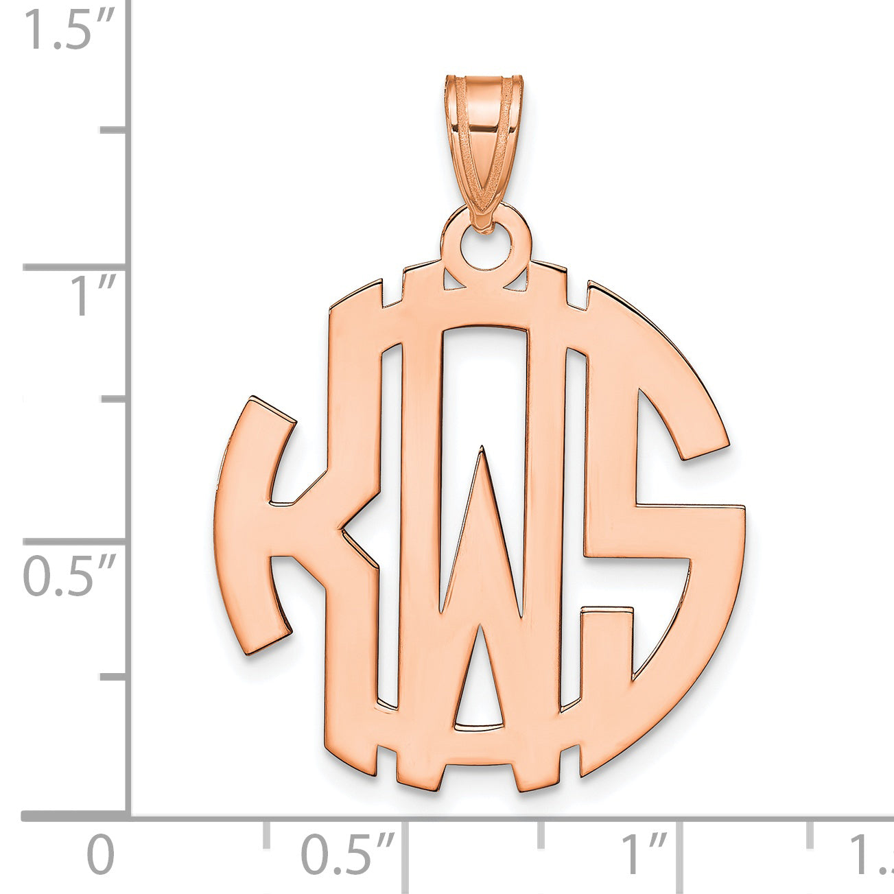 Sterling Silver Rose Gold plated Polished Circle Monogram Pendant